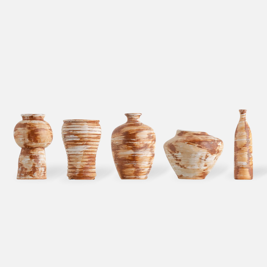 Ceravue ceramic and porcelain vases with rough clay pottery texture in various sizes
